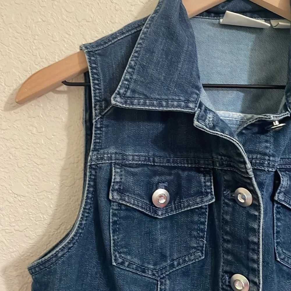 Chicos Denim Sleeveless Vest with Button Front